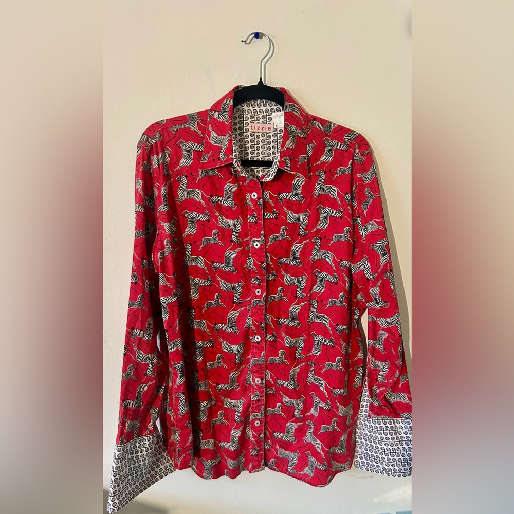 Red Patterned Button Down Shirt - image 1